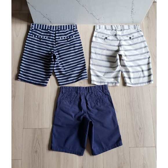 GAP Shorts Lot Mens 29 3pc Stripe Navy Blue Grey Khaki Chino Cotton Summer Set - Picture 3 of 15